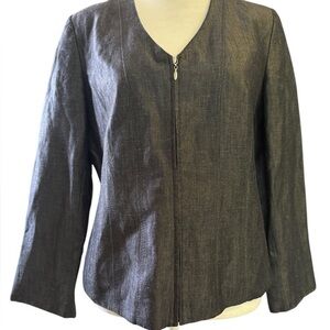 David N Dark Denim-like Jacket Size 4 Tailored Zip Front Blazer